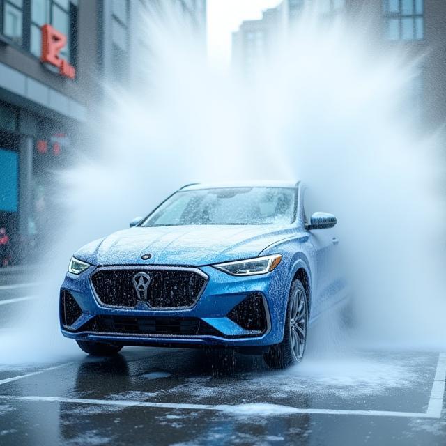 Express exterior wash in progress